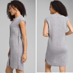 PrAna Buenos Dias Gray Gravel Shirt Dress Women's Size Large (L) Pre-Owned